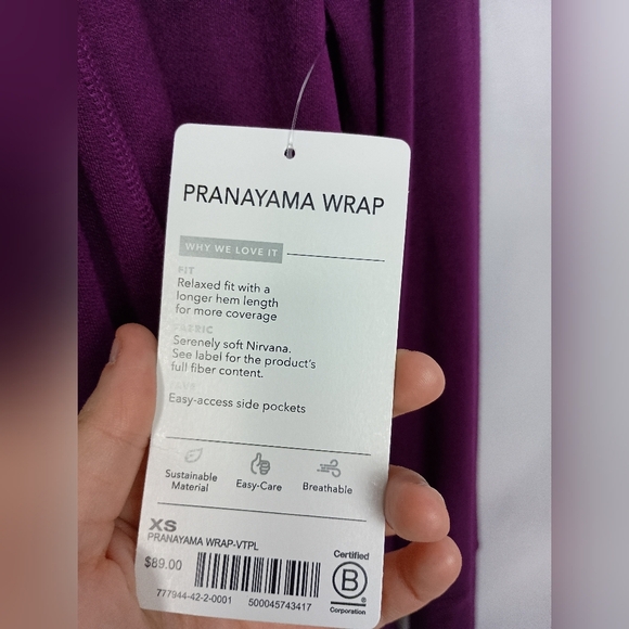 NWT ATHLETA Pranayama Purple Draped Cardigan Duster Sweater (#270) - Picture 7 of 10